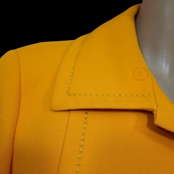 Vintage 60s Pierre Cardin Suit Jacket M Mod Daisy Buttons Yellow Wool Gabardine - Picture 8 of 12